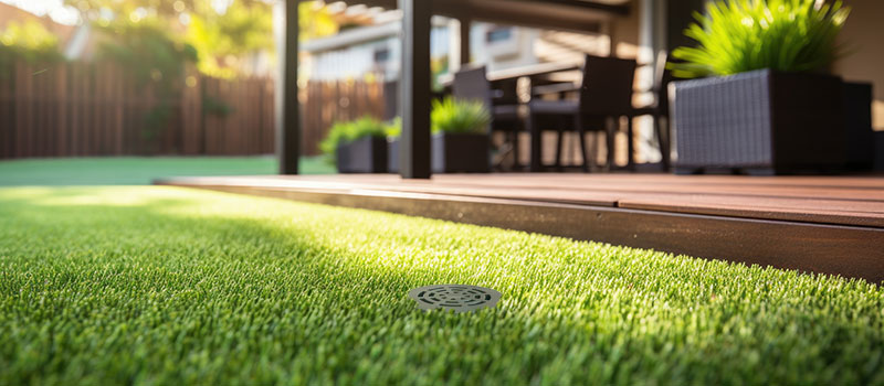 Plastic Round Drain Grate on a lawn